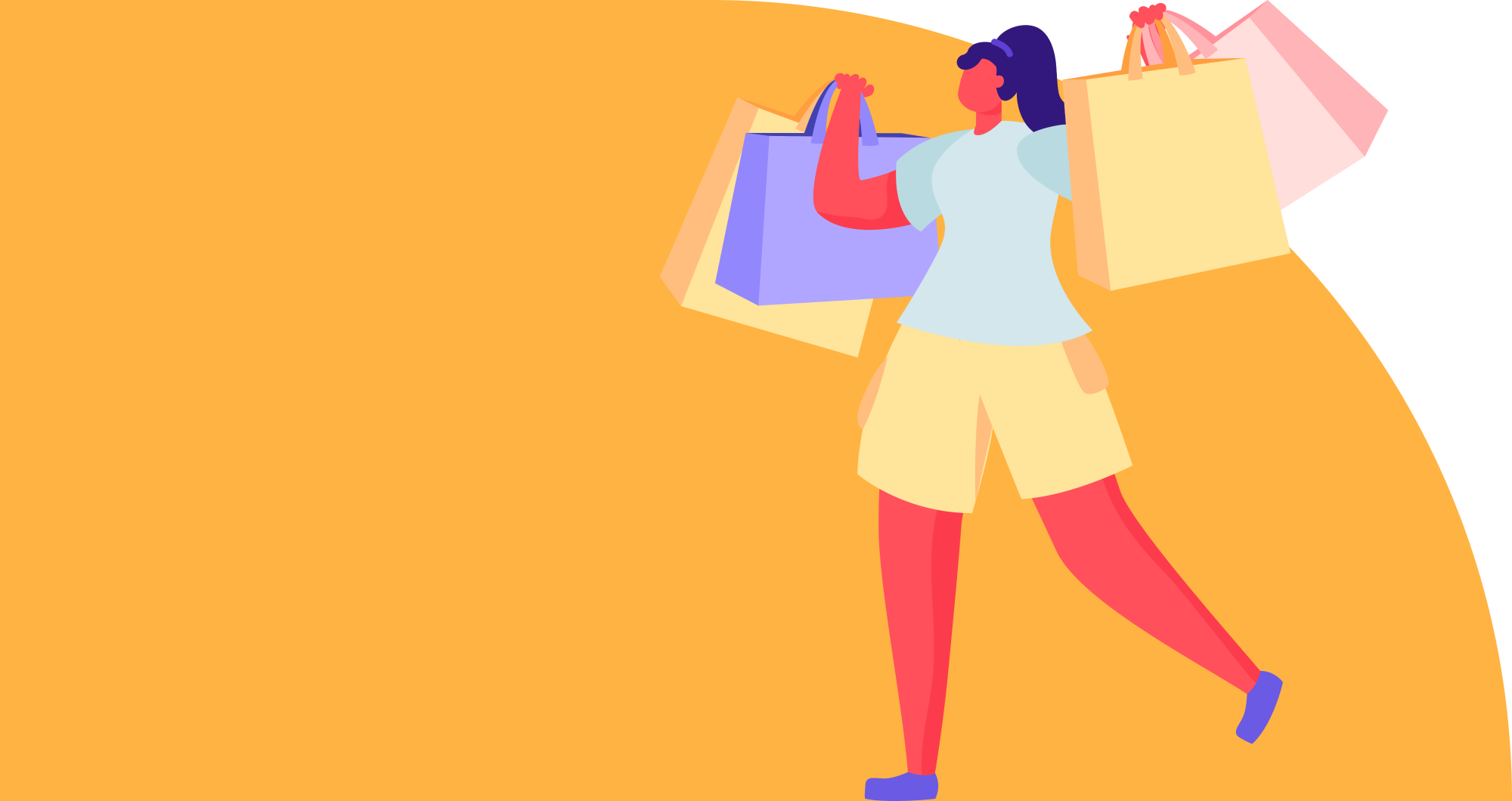 Cartoon woman holding shopping bags