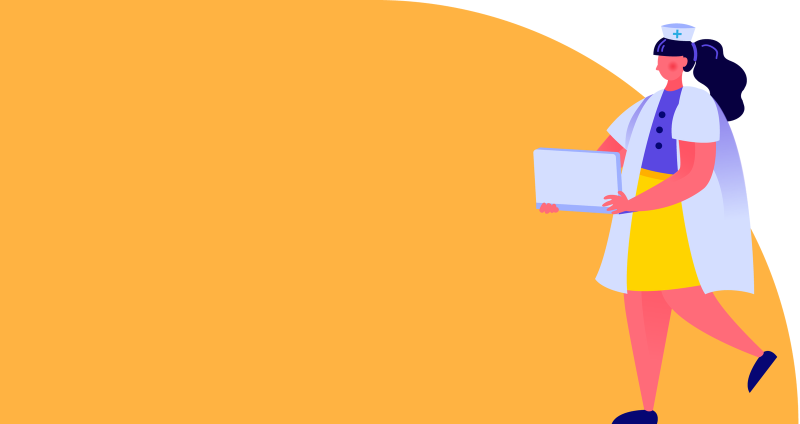 Illustration of a nurse walking to the left