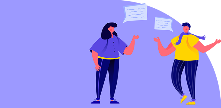 Two cartoon figures having a discussion about reproductive rights