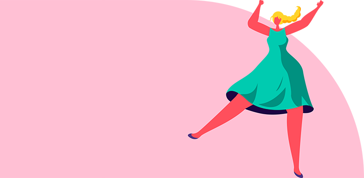 A cartoon woman dancing