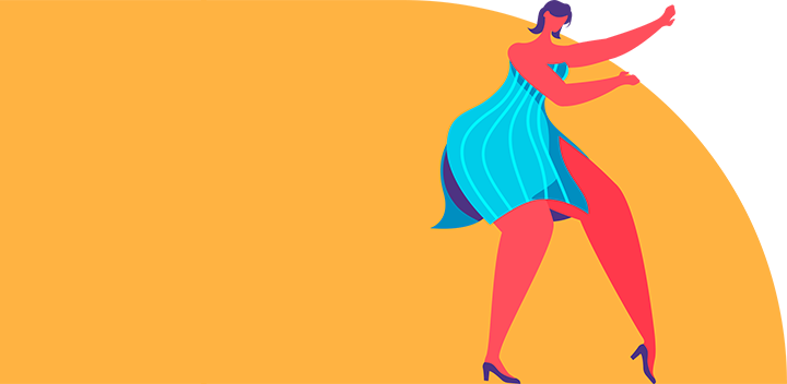 A cartoon woman dancing