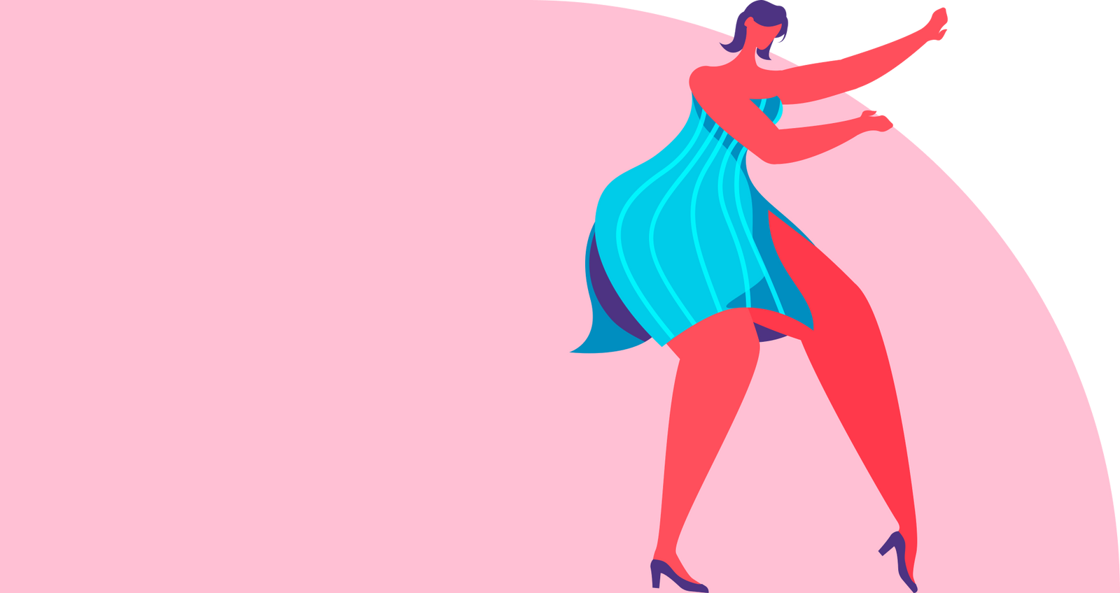 A happy cartoon woman